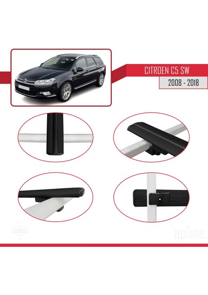 Citroen C5 Sw 2008-2018 Arası ile Uyumlu Basıc Model Ara Atkı Tavan Barı Siyah