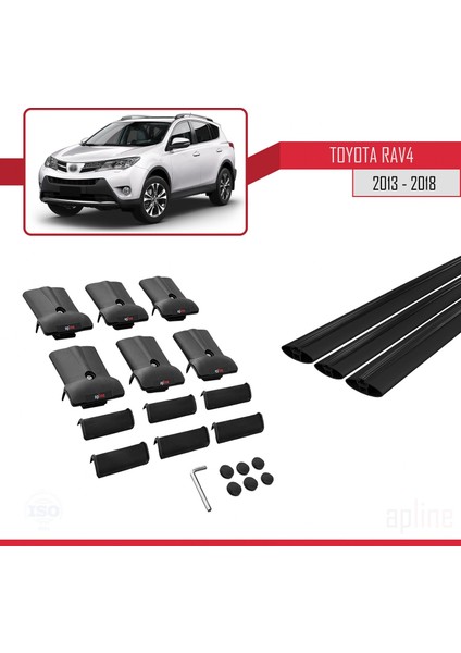 Toyota Rav4 2013-2018 Arası ile Uyumlu Fly Model Ara Atkı Tavan Barı Siyah 3 Adet Bar indirimleri