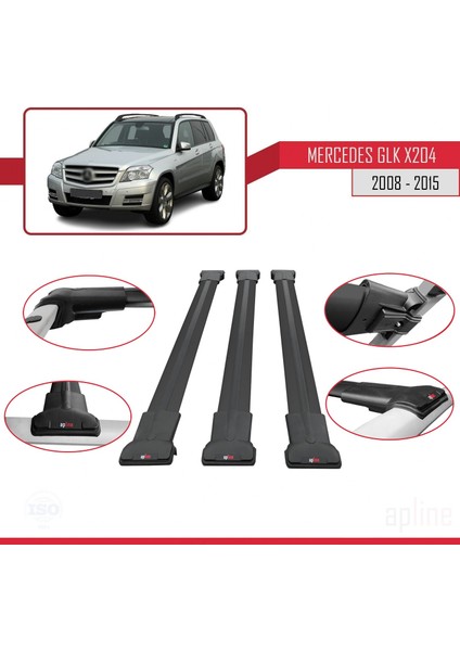 Mercedes Glk Class (X204) 2008-2015 Arası ile Uyumlu Fly Model Ara Atkı Tavan Barı Siyah 3 Adet Bar fırsatları