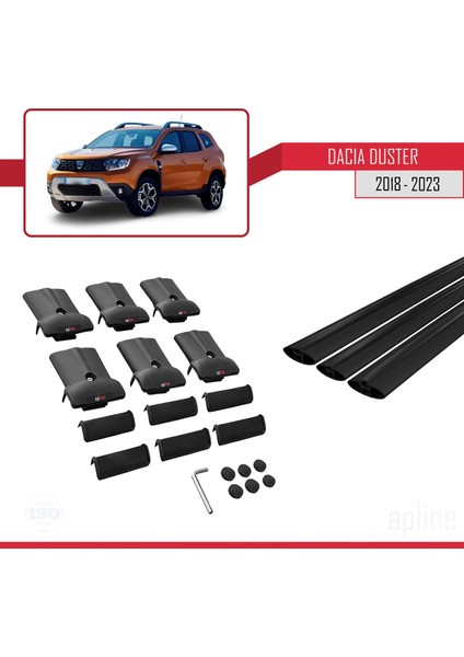 Dacia Duster 2018 ve Sonrası ile Uyumlu Fly Model Ara Atkı Tavan Barı Siyah 3 Adet Bar indirimleri