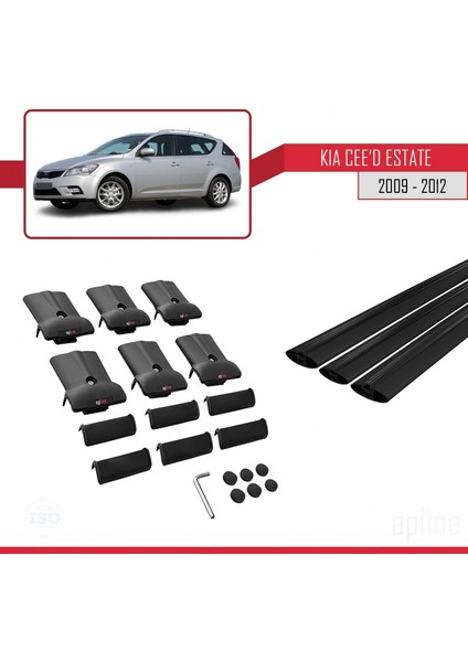 Kia Ceed Sportswagon 2009-2012 Arası ile Uyumlu Fly Model Ara Atkı Tavan Barı Siyah 3 Adet Bar indirimleri