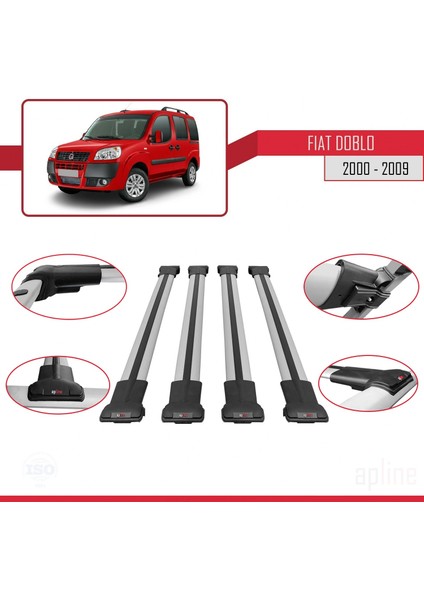 Fiat Doblo 2000-2009 Arası ile Uyumlu Fly Model Ara Atkı Tavan Barı Gri 4 Adet Bar fırsatları