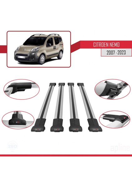 Citroen Nemo 2007 ve Sonrası ile Uyumlu Fly Model Ara Atkı Tavan Barı Gri 4 Adet Bar fırsatları