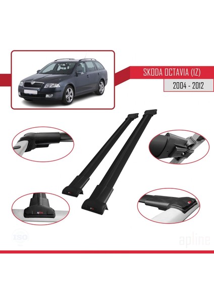Skoda Octavia (1z) 2004-2012 Arası ile Uyumlu Fly Model Ara Atkı Tavan Barı Siyah fırsatları