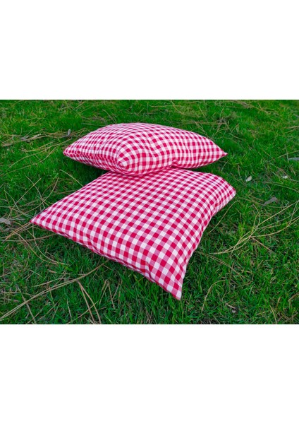 Kırmızı Pötikare Minder Tekli