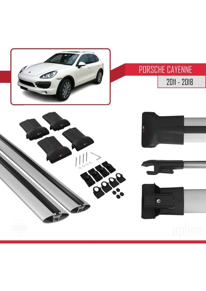Porsche Cayenne 92A 2011-2018 Arası ile Uyumlu Fly Model Ara Atkı Tavan Barı Gri