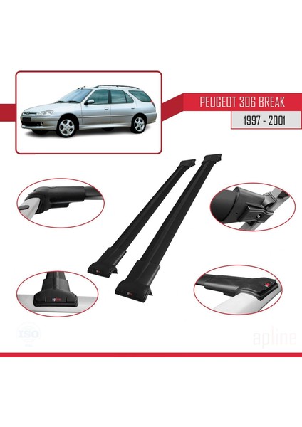 Peugeot 306 Estate 1997-2001 Arası ile Uyumlu Fly Model Ara Atkı Tavan Barı Siyah fırsatları
