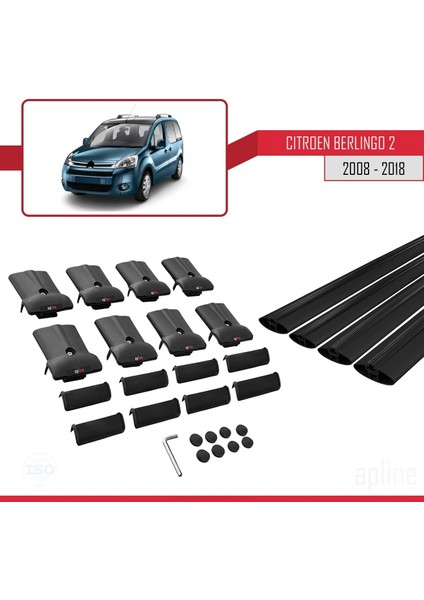 Citroen Berlingo 2008-2018 Arası ile Uyumlu Fly Model Ara Atkı Tavan Barı Siyah 4 Adet Bar indirimleri