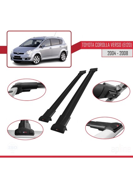 Toyota Corolla Verso (E120) 2004-2008 Arası ile Uyumlu Fly Model Ara Atkı Tavan Barı Siyah fırsatları