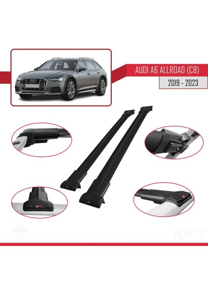 Audi A6 Allroad (C8) 2019 ve Sonrası ile Uyumlu Fly Model Ara Atkı Tavan Barı Siyah