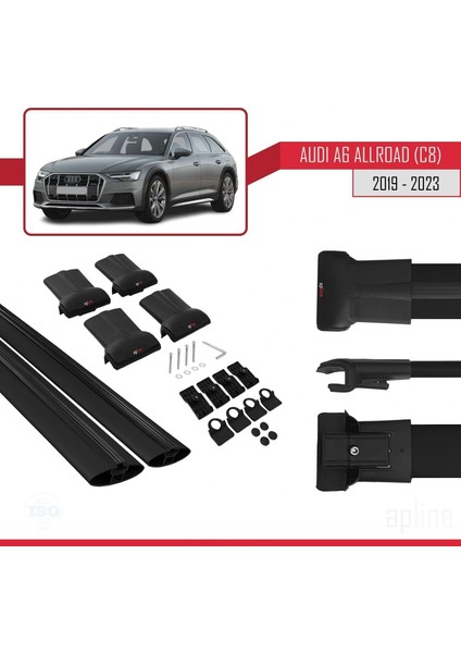 Audi A6 Allroad (C8) 2019 ve Sonrası ile Uyumlu Fly Model Ara Atkı Tavan Barı Siyah