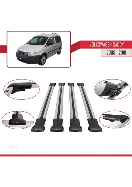 Volkswagen Caddy 2003-2010 Arası ile Uyumlu Fly Model Ara Atkı Tavan Barı Gri 4 Adet Bar fırsatları