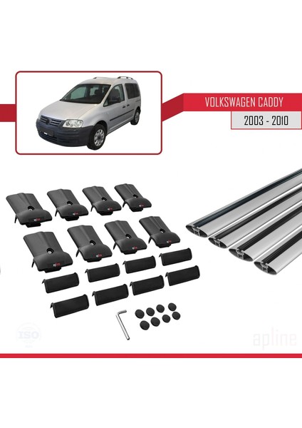 Volkswagen Caddy 2003-2010 Arası ile Uyumlu Fly Model Ara Atkı Tavan Barı Gri 4 Adet Bar indirimleri