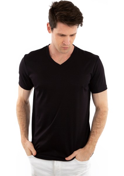 V Yaka, Kısa Kollu Erkek T-Shirt
