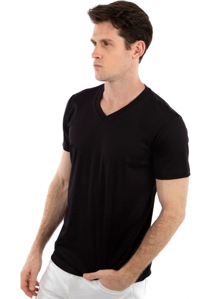 V Yaka, Kısa Kollu Erkek T-Shirt