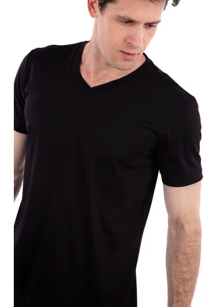 V Yaka, Kısa Kollu Erkek T-Shirt