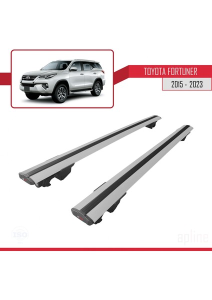Toyota Fortuner (AN160) 2015 ve Sonrası ile Uyumlu Hook Model Anahtar Kilitli Ara Atkı Tavan Barı Gri modelleri