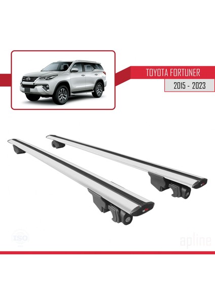 Toyota Fortuner (AN160) 2015 ve Sonrası ile Uyumlu Hook Model Anahtar Kilitli Ara Atkı Tavan Barı Gri fırsatları