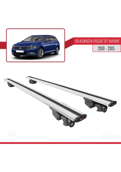 Volkswagen Passat (B7) Varıant 2010-2015 Arası ile Uyumlu Hook Model Anahtar Kilitli Ara Atkı Tavan Barı Gri