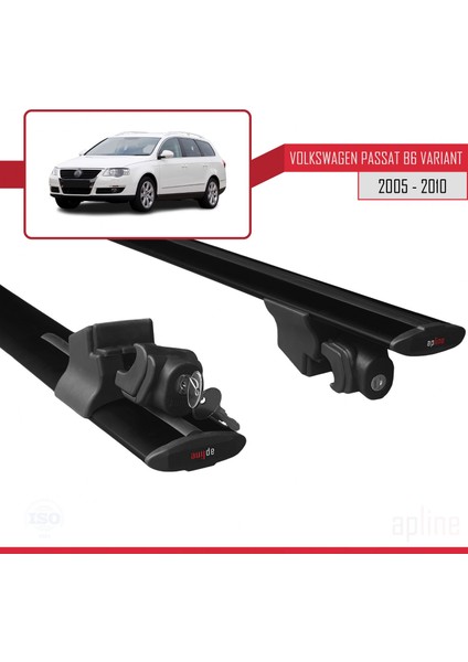 Volkswagen Passat (B6) Varıant 2005-2010 Arası ile Uyumlu Hook Model Anahtar Kilitli Ara Atkı Tavan Barı Siyah