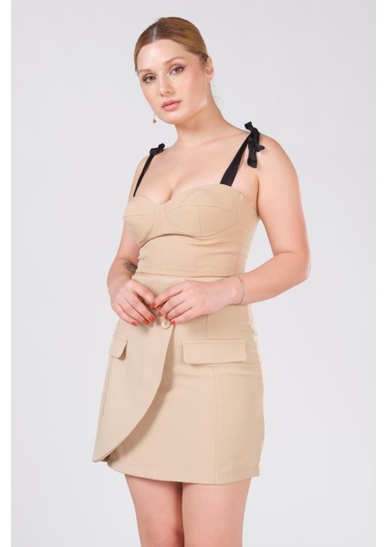 Kadın Bağlamalı Büstiyer Açık Camel fiyatları