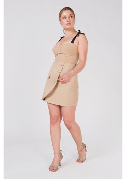 Kadın Bağlamalı Büstiyer Açık Camel modelleri