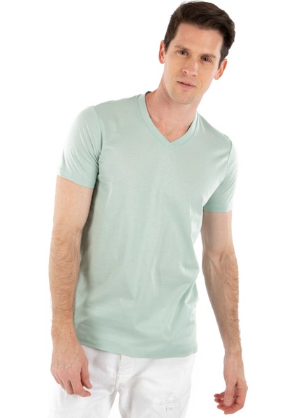 V Yaka, Kısa Kollu Erkek T-Shirt