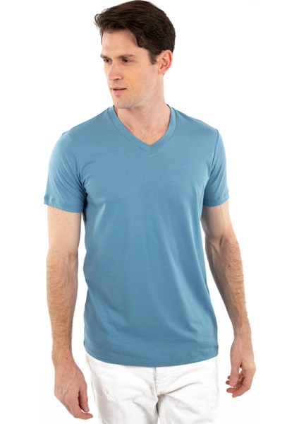 V Yaka, Kısa Kollu Erkek T-Shirt