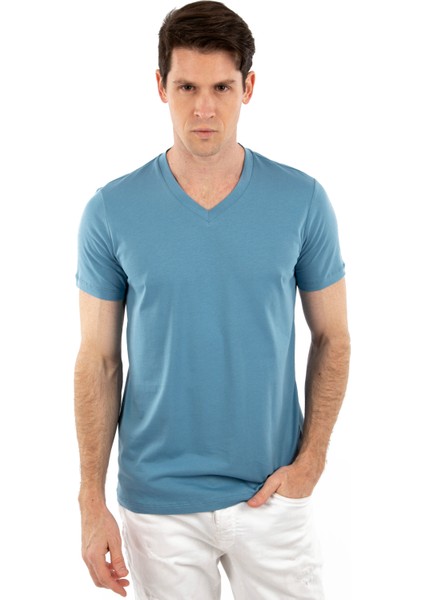 V Yaka, Kısa Kollu Erkek T-Shirt