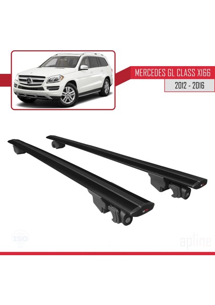Mercedes Gl (X166) 2012-2016 Arası ile Uyumlu Hook Model Anahtar Kilitli Ara Atkı Tavan Barı Siyah fırsatları