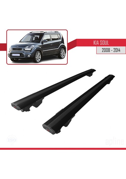 Kia Soul 2008-2014 Arası ile Uyumlu Hook Model Anahtar Kilitli Ara Atkı Tavan Barı Siyah