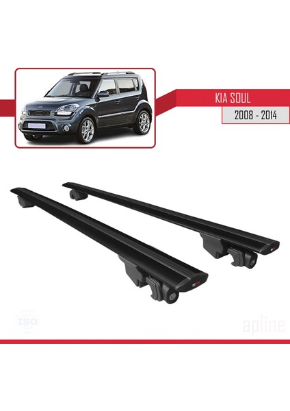 Kia Soul 2008-2014 Arası ile Uyumlu Hook Model Anahtar Kilitli Ara Atkı Tavan Barı Siyah