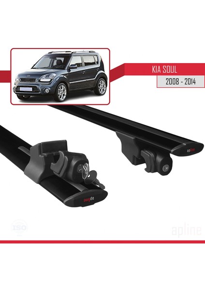 Kia Soul 2008-2014 Arası ile Uyumlu Hook Model Anahtar Kilitli Ara Atkı Tavan Barı Siyah