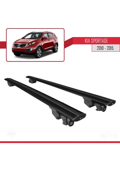 Kia Sportage (Sl) 2010-2015 Arası ile Uyumlu Hook Model Anahtar Kilitli Ara Atkı Tavan Barı Siyah