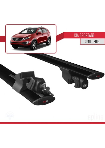 Kia Sportage (Sl) 2010-2015 Arası ile Uyumlu Hook Model Anahtar Kilitli Ara Atkı Tavan Barı Siyah