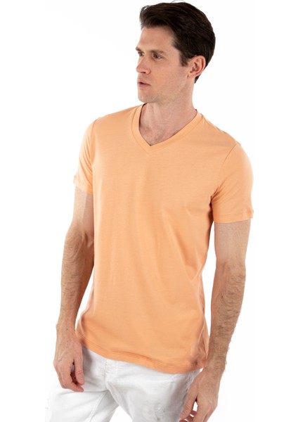 V Yaka, Kısa Kollu Erkek T-Shirt