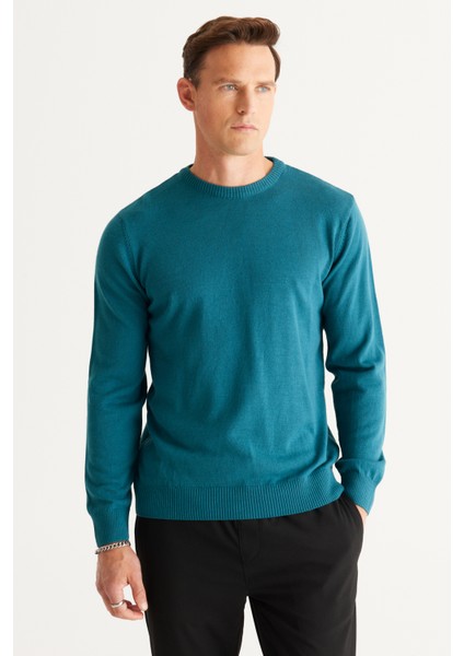 ALTINYILDIZ CLASSICS Erkek Petrol Standart Fit Tüylenme Yapmayan Tam Balıkçı Yaka Triko Kazak