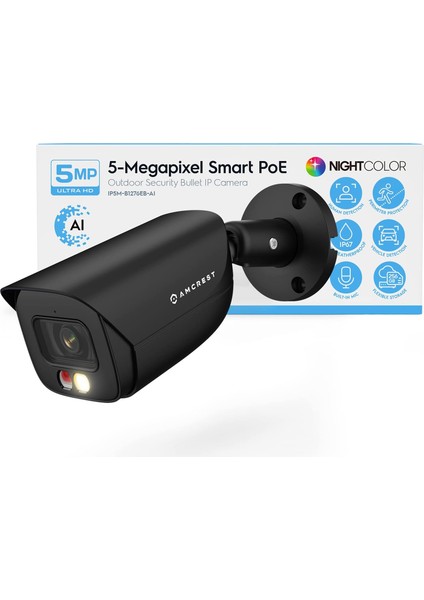 5mp Ip Poe Aı Kamera, Siyah