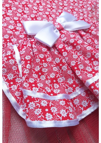 Beyaz Çiçek Desenli Kurdeleli Kırmızı Kedi Köpek Kıyafeti Elbisesi Xlarge/xl/beden 4 fırsatları