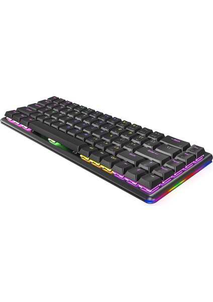 Rebel Siyah Low Profile Blue Switch Us Layout Rainbow Mekanik Gaming Oyuncu Klavye