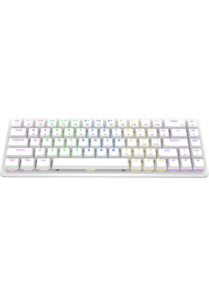 Rebel Beyaz Low Profile Blue Switch Us Layout Rainbow Mekanik Gaming Oyuncu Klavye