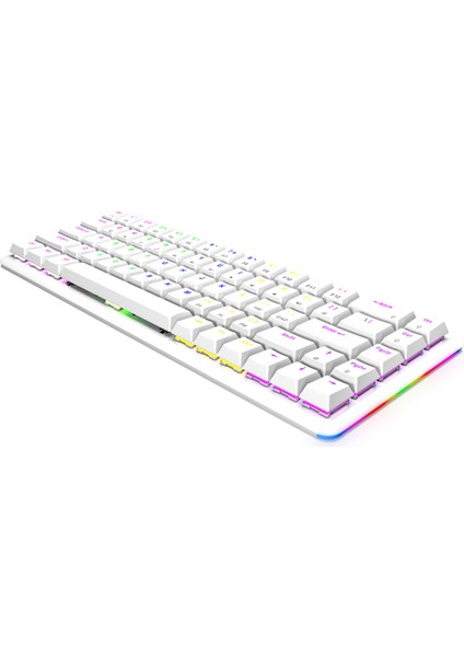 Rebel Beyaz Low Profile Blue Switch Us Layout Rainbow Mekanik Gaming Oyuncu Klavye