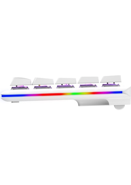 Rebel Beyaz Low Profile Blue Switch Us Layout Rainbow Mekanik Gaming Oyuncu Klavye