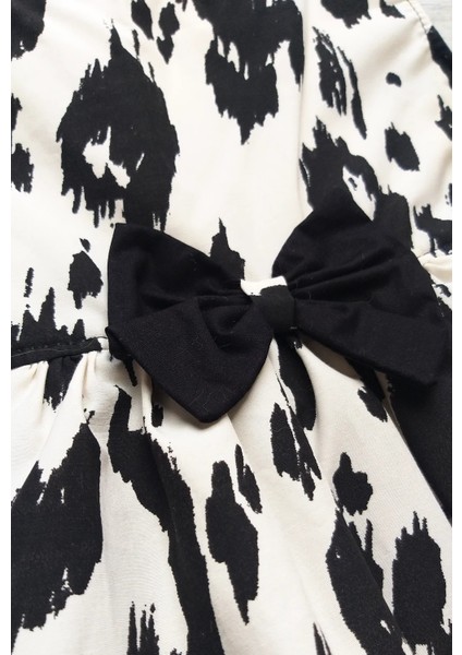 Siyah Beyaz Leopar Desenli Papyonlu Kedi Köpek Kıyafeti Elbisesi Xlarge/xl/beden 4