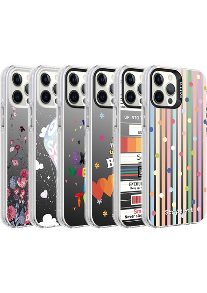 Apple iPhone 12 Pro Max Kılıf Kamera Çıkıntılı Renkli Desenli Parlak Tasarımlı Sert Kapak (Silver)