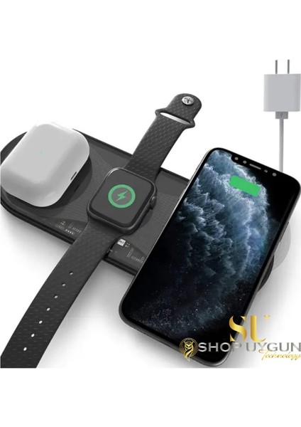 3in1 Wireless Şarj Standı - Apple iPhone Uyumlu – Watch Uyumlu – Airpods Kulaklık