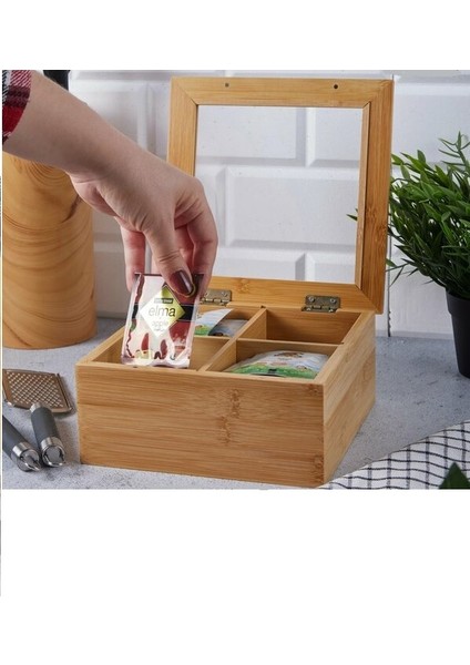 Çay Kutusu Bamboo 4 Bölmeli 14686 9021