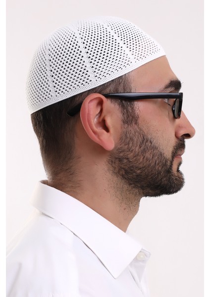 Makine Örme Likralı Dantel Namaz Takkesi