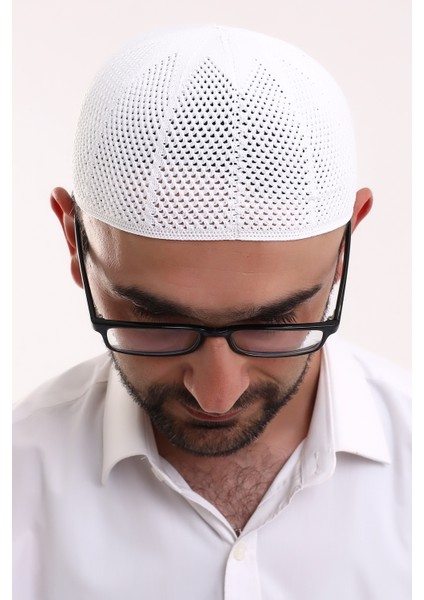 Makine Örme Likralı Dantel Namaz Takkesi
