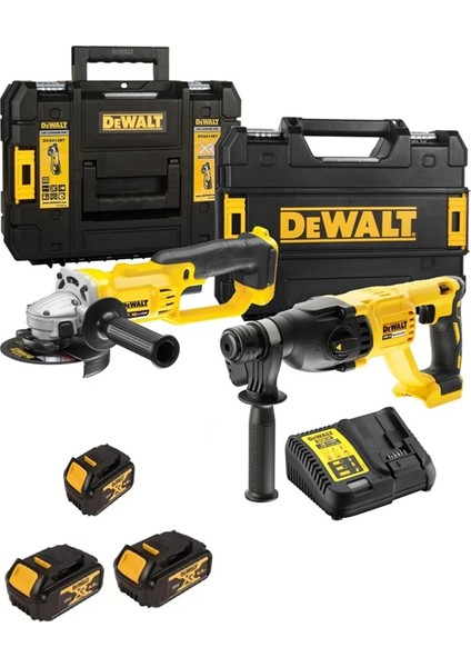 DCH133NT Şarjlı Kırıcı Delici 2.6J+DCG412 Şarjlı Avuç Taşlama+3x 4AH Akü+1x Dolum Cihazı